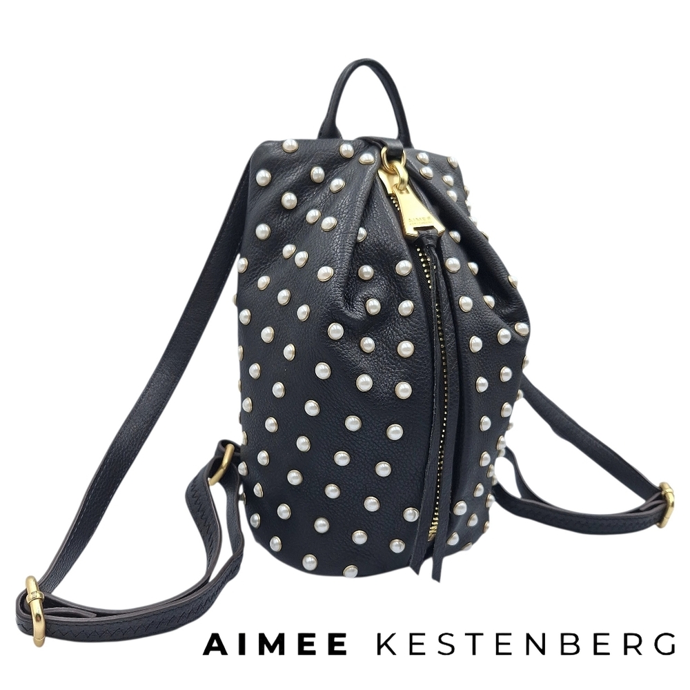 * RARE * Aimee Kestenberg Tamitha Pearl Studded Leather Mini Backpack Bag